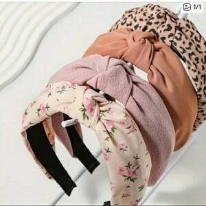SALE! Set of 4 Knotted Headbands - Floral, Mauve, Peach, Leopard
